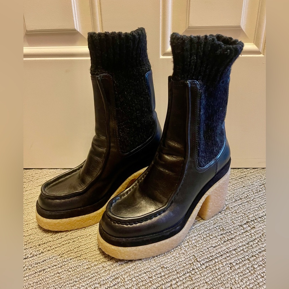 Chloe Black Leather Jamie Chelsea Heeled Boots